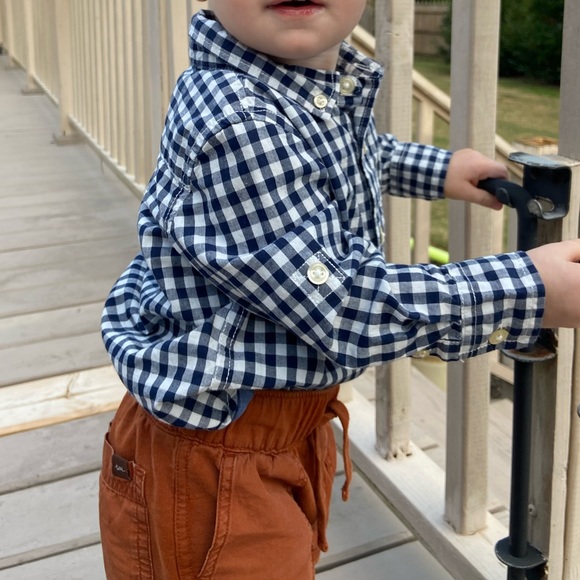 Baby GAP Navy White Checked Button Down Shirt 18-24m - Picture 5 of 6